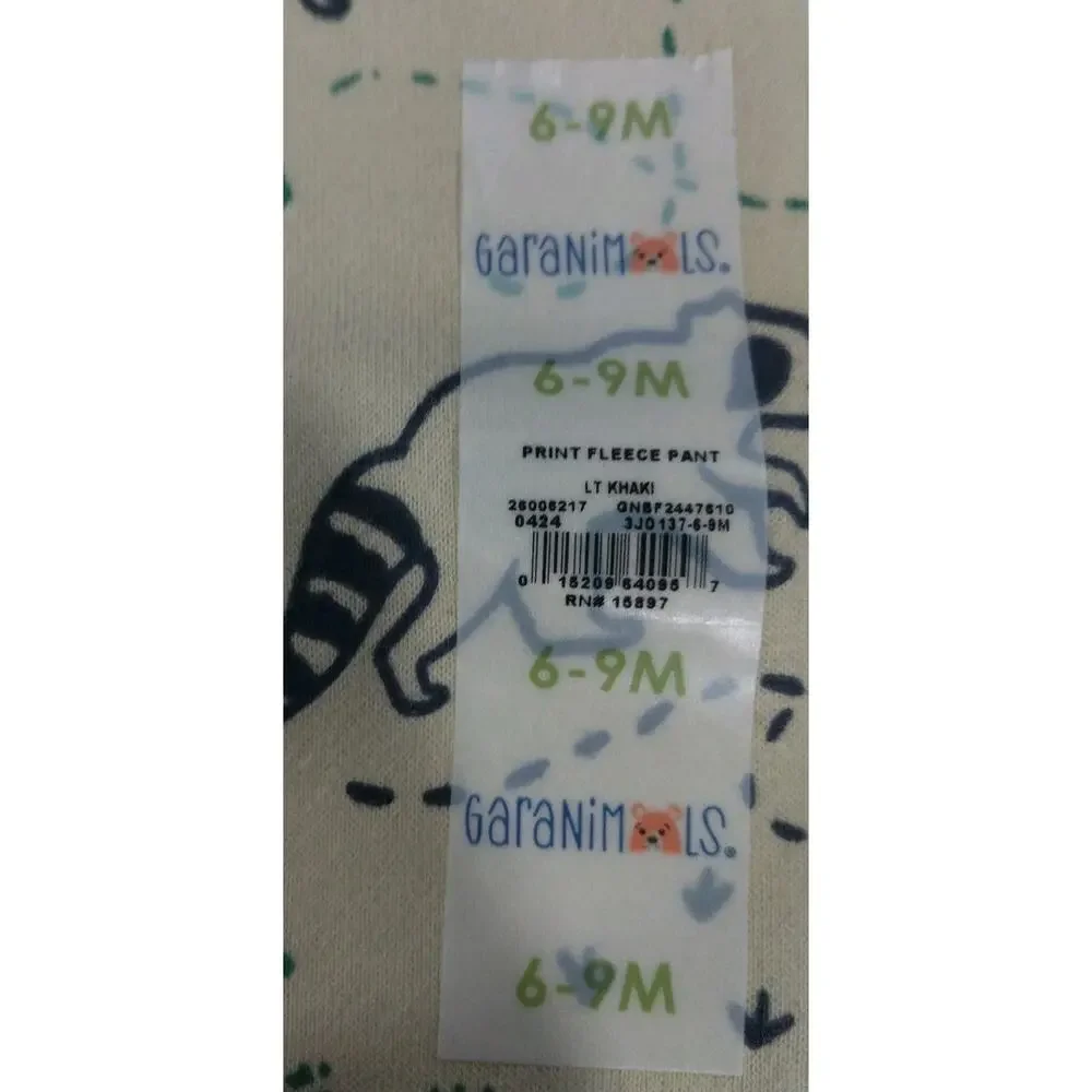 Garanimals Baby Boys Print Fleece Joggers Size 6-9 M New